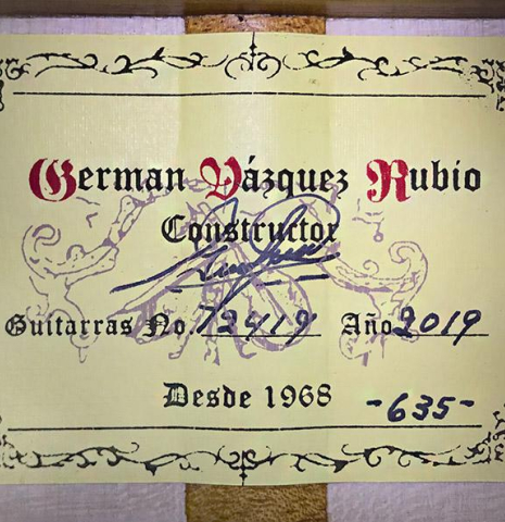2019 German Vazquez Rubio "Concert 635" SP/MP