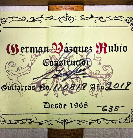 2019 German Vazquez Rubio "Concert 635" SP/MP
