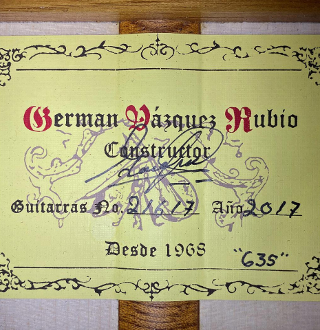 2017 German Vazquez Rubio "Concert 635" SP/MP
