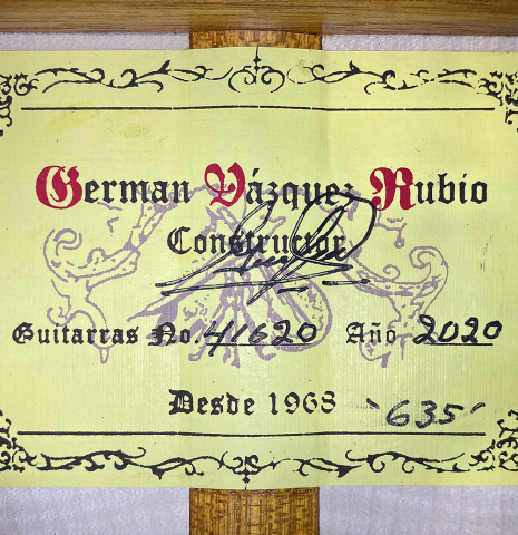 2020 German Vazquez Rubio "Concert 635" SP/MP