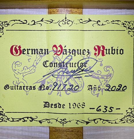 2020 German Vazquez Rubio "Concert 635" SP/MP