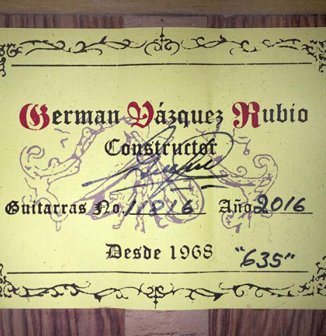 2016 German Vazquez Rubio "Estudio 635" SP/PE