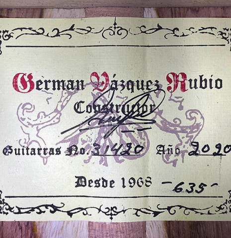 2020 German Vazquez Rubio "Estudio 635" SP/PE