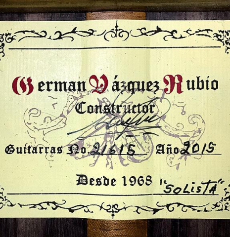 2015 German Vazquez Rubio "Solista" w/armrest CD/IN