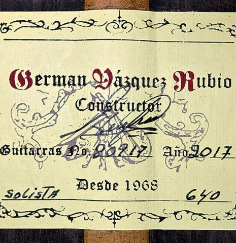 2017 German Vazquez Rubio "Solista 640" CD/IN
