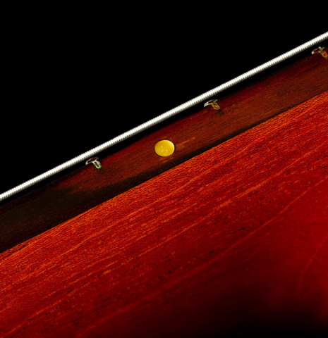 The neck, fingerboard and heel of a 1969 David Rubio "PF" classical guitar made of spruce and CSA rosewood