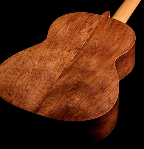 The back and sides of a 2026 German Vazquez Rubio "Classic Estudio-SM" classical guitar made of cedar and palo escrito