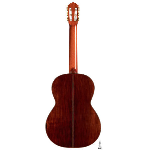 The back of a 1978 Robert Ruck classical guitar made with spruce and CSA rosewood.