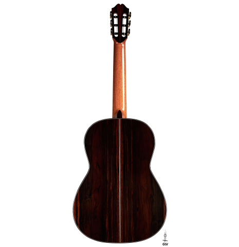 The back of a 2022 Eric Sahlin made of cedar and CSA rosewood