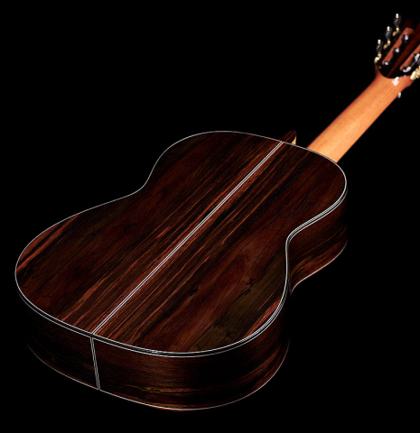 The back of a 2022 Eric Sahlin made of cedar and CSA rosewood