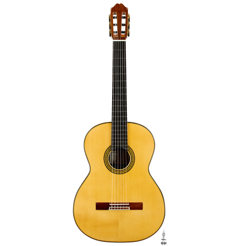 The front of a 2025 Masaki Sakurai "Concert-R" classical guitar made of spruce and Indian rosewood