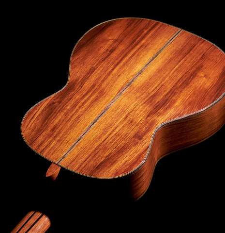 The back and sides of a 2023 Masaki Sakurai "Special" classical guitar made with spruce and CSA rosewood.