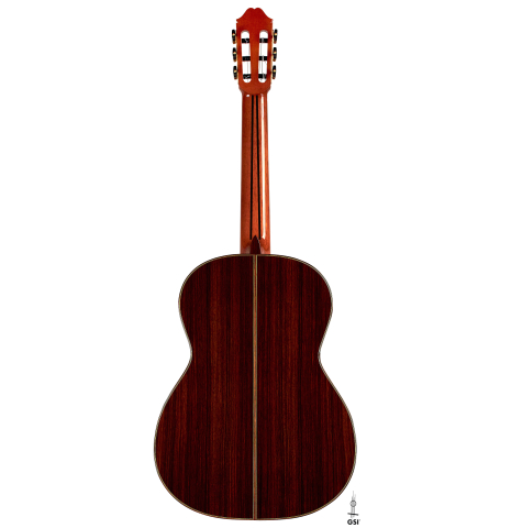 The back of 2022 Masaki Sakurai "Concert-R 640" classical guitar made with cedar and Indian rosewood