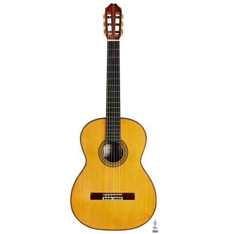The front of a 2024 Masaki Sakurai "Special 640" classical guitar made of cedar and African rosewood