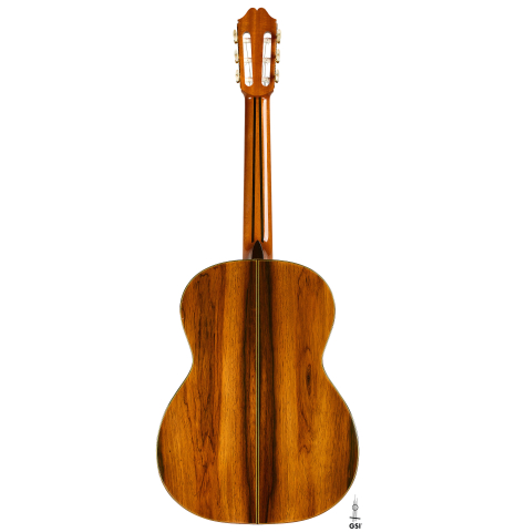 The back of a 1982 Masaki Sakurai "Concert" classical guitar made of spruce and CSA rosewood