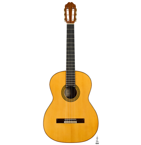 The front of a 1982 Masaki Sakurai "Concert" classical guitar made of spruce and CSA rosewood