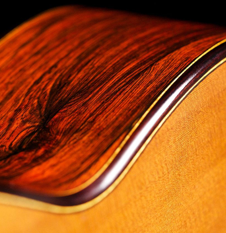 The side of a 1992 Greg Smallman made with cedar and CSA rosewood.