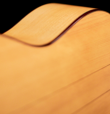 The four-piece cypress back of a 2022 Youri Soroka &quot;Torres&quot; classical guitar