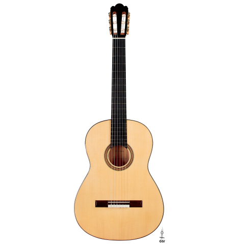 The front of a 2022 Youri Soroka &quot;Torres&quot; classical guitar on a white background