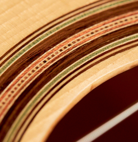 The rosette of a 2022 Youri Soroka &quot;Torres&quot; classical guitar