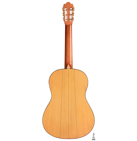 The back of a 2022 Youri Soroka &quot;Torres&quot; classical guitar on a white background