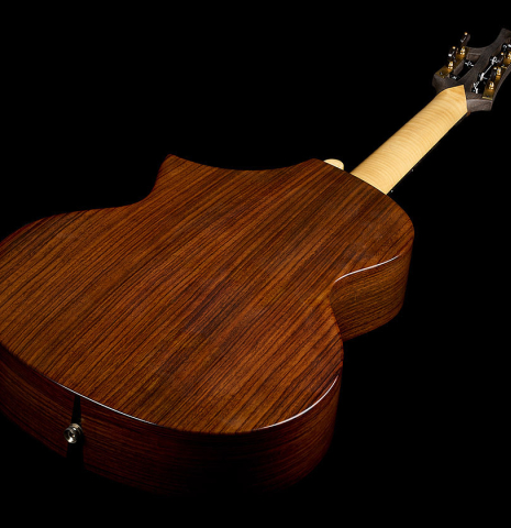 The back and sides of a 2003 Gary Southwell "A-Series" (ex Scott Tennant) classical guitar made of spruce and Indian rosewood