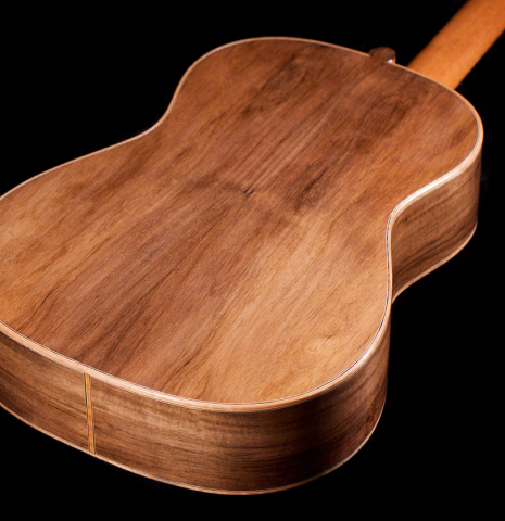 The back of a 2020 Sebastian Stenzel &quot;Enhanced Wood&quot; classical guitar made with cedar and CSA rosewood.