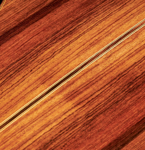 The back of a 2000 Sebastian Stenzel classical guitar made with cedar and Indian rosewood