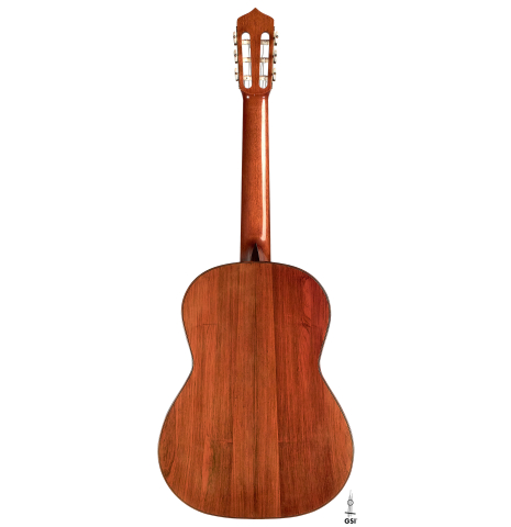 The back of a 2007 Andrea Tacchi &quot;Coclea Thucea&quot; made with CSA rosewood back and sides and cedar/spruce soundboard.