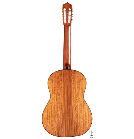 The back of a 2023 Andrea Tacchi "Coclea Thucea - Alter Ego" classical guitar.