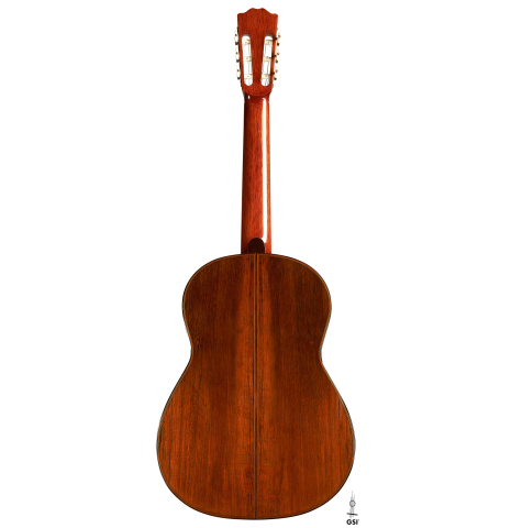 The back of a 2006 Andrea Tacchi "Omaggio a Francisco Simplicio" classical guitar made of spruce and CSA rosewood