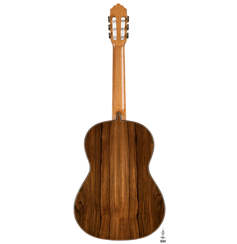 The back of a 2026 Marco Tejeda "Chamberi" classical guitar made of cedar and green ebony