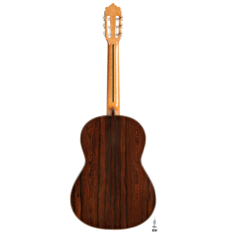 The back of a 2009 Mariano Tezanos "Maestro" classical guitar made with spruce and CSA rosewood