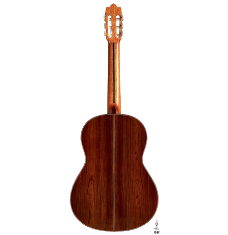 The back of a 1996 Tezanos-Perez classical guitar made with Spruce and CSA rosewood
