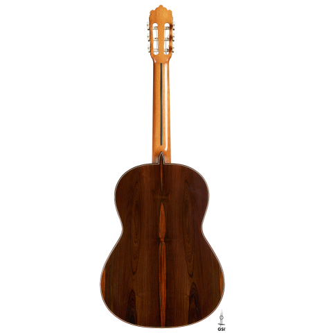 The back of a 2002 Tezanos-Perez "Concierto" classical guitar made with cedar and CSA rosewood