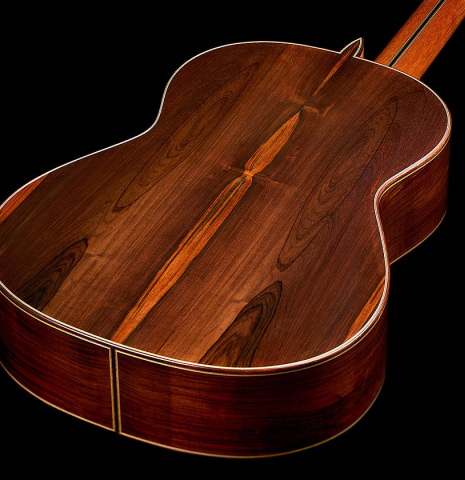 The back and sides of a 2002 Tezanos-Perez "Concierto" classical guitar made with cedar and CSA rosewood