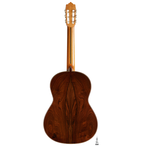 The back of a 2006 Mariano Tezanos "Maestro" classical guitar (ex Scott Tennant) made of cedar and CSA rosewood