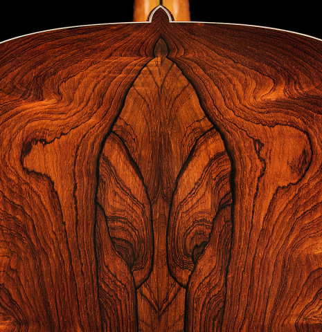 The magnificent grain patterns in the back of a 2006 Mariano Tezanos "Maestro" classical guitar (ex Scott Tennant) made of cedar and CSA rosewood