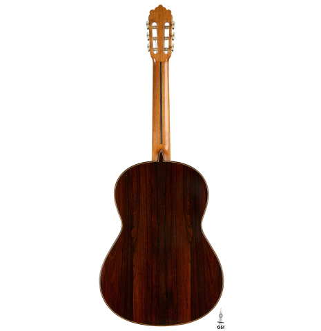 The back of a 2007 Mariano Tezanos "Maestro" classical guitar made with spruce and CSA rosewood