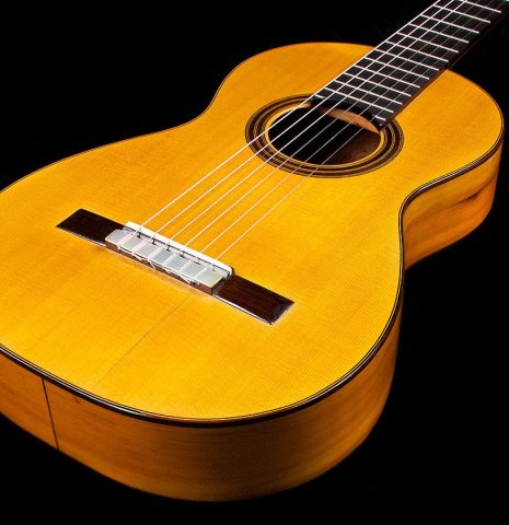 The top and sides of an 1886 Antonio de Torres w/pegs classical guitar made of spruce and cypress
