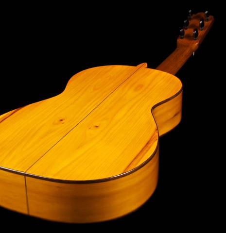 The back and sides of an 1886 Antonio de Torres w/pegs classical guitar made of spruce and cypress