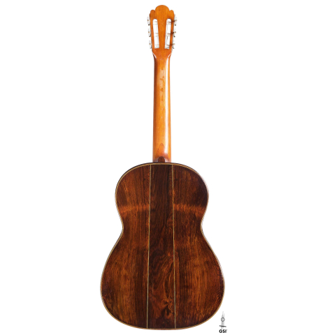 The back of an 1868 Antonio de Torres classical guitar with tornavoz, made of spruce and CSA rosewood