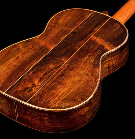 The back and sides of an 1868 Antonio de Torres classical guitar with tornavoz, made of spruce and CSA rosewood