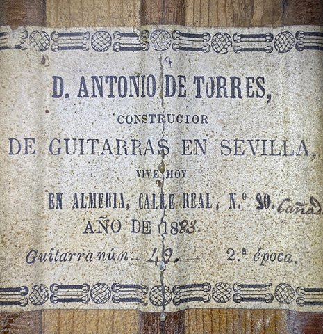 1883 Antonio de Torres &quot;SE 49&quot; SP/MP (ex Francisco Tárrega)