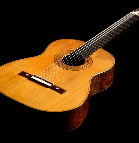 The front of Francisco Tarrega's original 1888 Antonio de Torres &quot;SE 114&quot; made of spruce and CSA rosewood