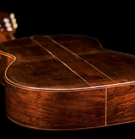 The back and sides of Francisco Tarrega's 1888 Antonio de Torres &quot;SE 114&quot; made of spruce and CSA rosewood