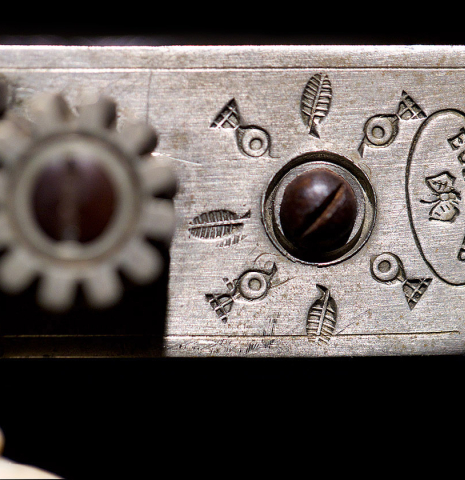 The machine heads of Francisco Tarrega's 1888 Antonio de Torres &quot;SE 114&quot; made of spruce and CSA rosewood