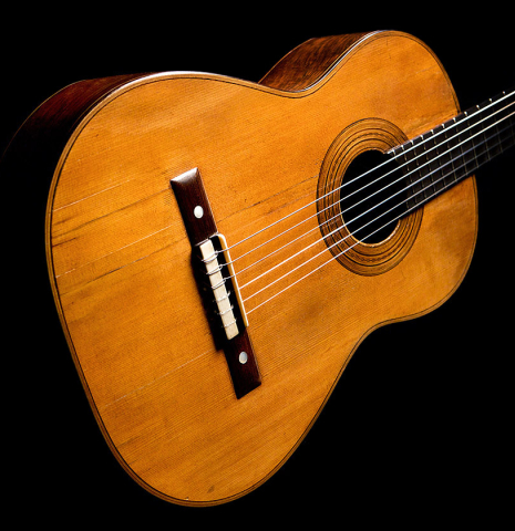 The front of Francisco Tarrega's 1888 Antonio de Torres &quot;SE 114&quot; made of spruce and CSA rosewood