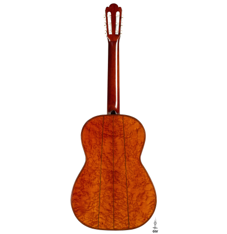 The back of a 1867 Antonio de Torres classical guitar made of spruce and maple