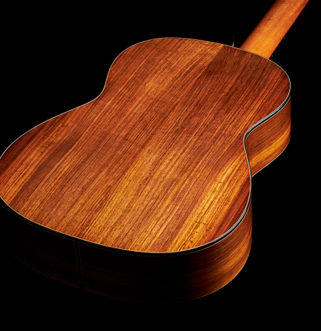 The back and sides of a 2015 Angelo Vailati classical guitar (ex Gianvito Pulzone) made of spruce and Indian rosewood